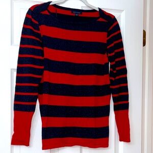 Tommy Hilfiger Red and Navy Blue top
Blue stripes have glitter